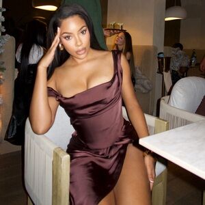 House of CB - Brown Satin Set